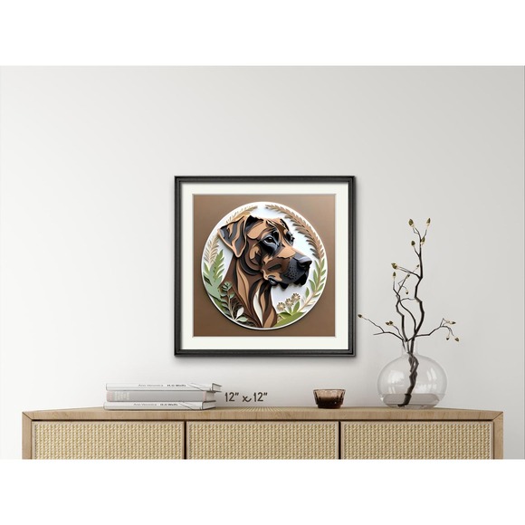 Great Dane Papercut Art: 12x12 Brindle Great Dane Pet Portrait Digital Art Print - Picture 5 of 7